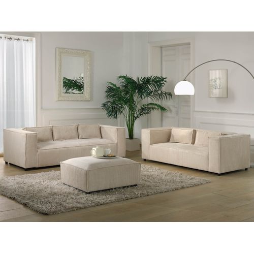 Stella - Canapé Fixe 3 Places - En Velours Côtelé - Style Contemporain