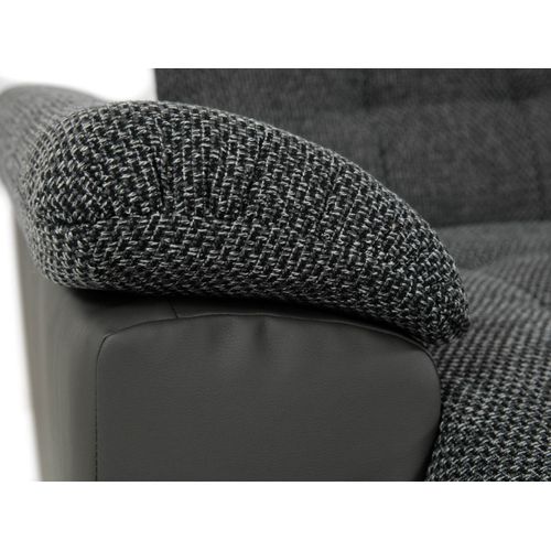 Chuck - Canapé Panoramique XXL - Convertible Avec Coffre - 7 Places - Droit Noir / Gris