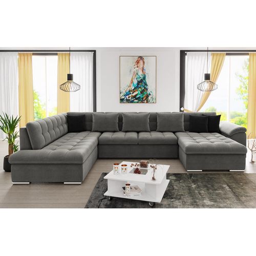 Canapé Panoramique 7 Places Chuck En Tissu Gris