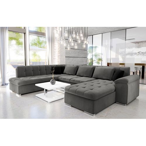 Canapé Panoramique 7 Places Chuck En Tissu Gris