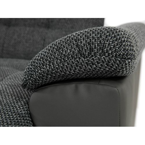 Chuck - Canapé Panoramique XXL - Convertible Avec Coffre - 7 Places - Gauche Noir / Gris