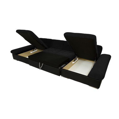 Canapé Panoramique 7 Places Ulys En Tissu Noir