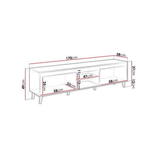 Lord - Meuble TV - Effet Bois Et Noir - 170 Cm - Style Industriel