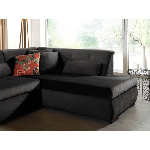 Canapé Panoramique 7 Places Vermont En Velours Gris Foncé