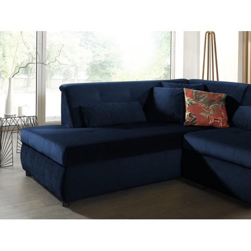 Canapé Panoramique 7 Places Vermont En Velours Bleu Nuit