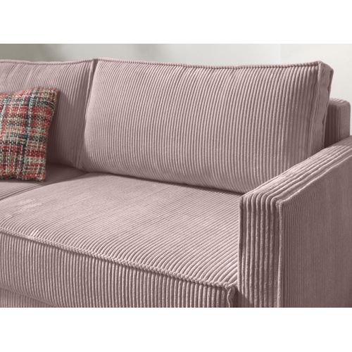 Canapé Droit Convertible 3 Places Charlie En Velours Côtelé Rose