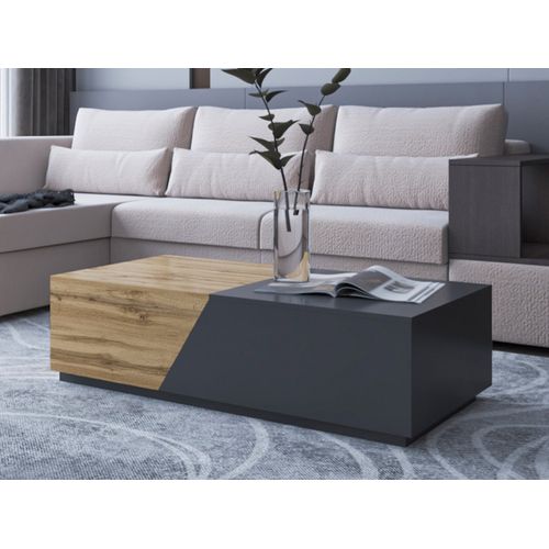 Pitt - Table Basse - 124 Cm - Style Industriel Bois / Gris