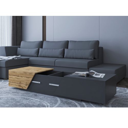 Pitt - Table Basse - 124 Cm - Style Industriel Bois / Gris