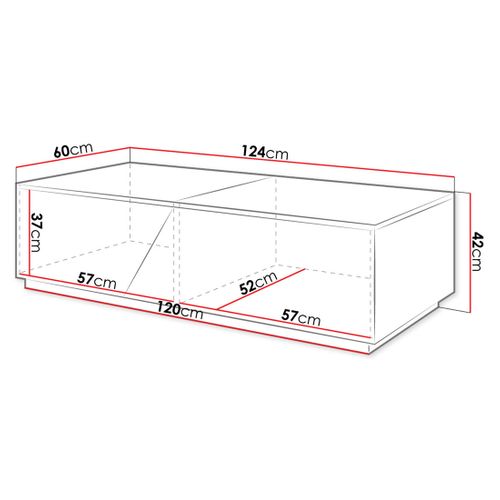 Pitt - Table Basse - 124 Cm - Style Industriel Bois / Gris