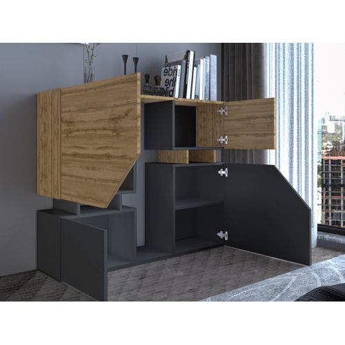 Pitt - Buffet Haut - 120 Cm - Style Industriel Bois / Gris