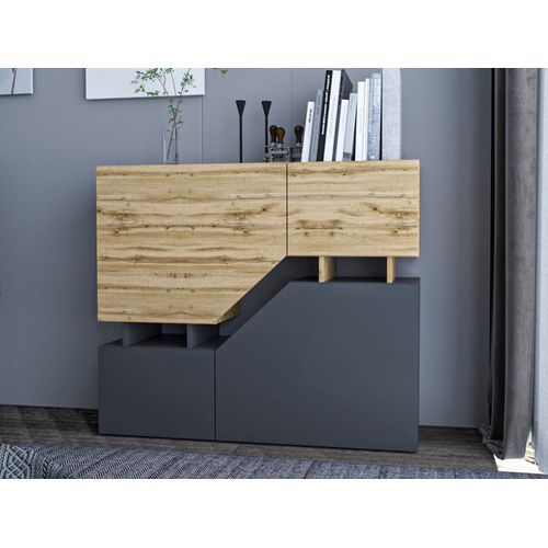 Pitt - Buffet Haut - 120 Cm - Style Industriel Bois / Gris