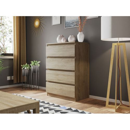 Celia - Commode 4 Tiroirs - Effet Bois - 70 Cm - Style Contemporain