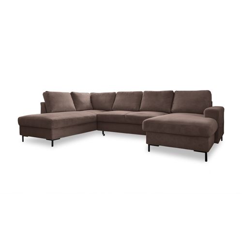 Canapé Panoramique 7 Places Lilly En Velours Côtelé Marron