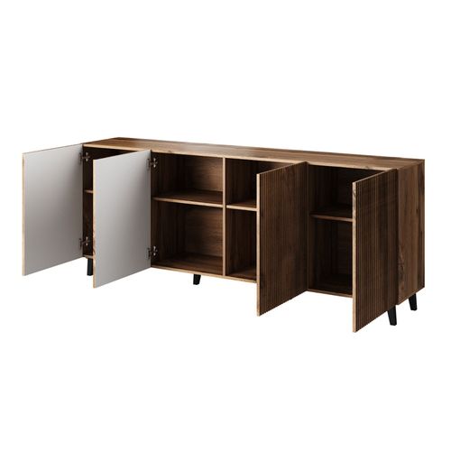 Come - Buffet Bas - Effet Bois - 4 Portes - 200 Cm