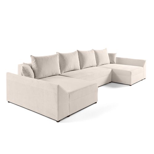 Canapé Panoramique 7 Places Mike En Velours Beige