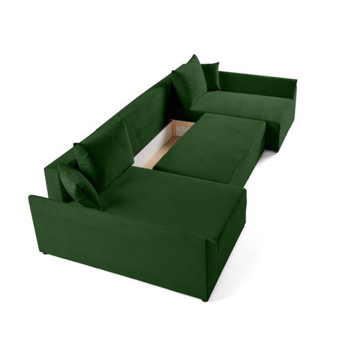 Canapé Panoramique 7 Places Mike En Velours Vert