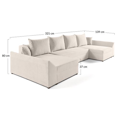 Canapé Panoramique 7 Places Mike En Velours Vert