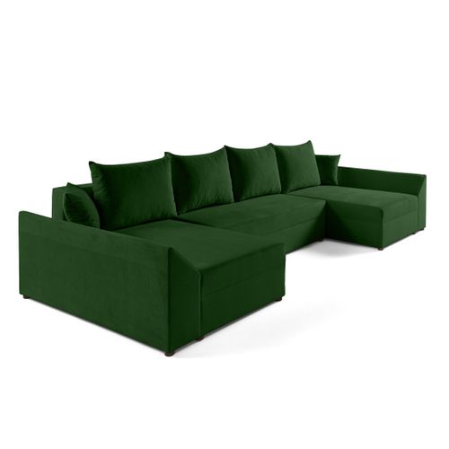Canapé Panoramique 7 Places Mike En Velours Vert