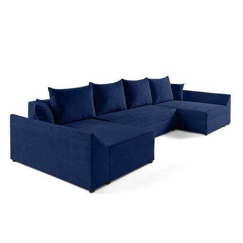 Canapé Panoramique 7 Places Mike En Velours Bleu Marine
