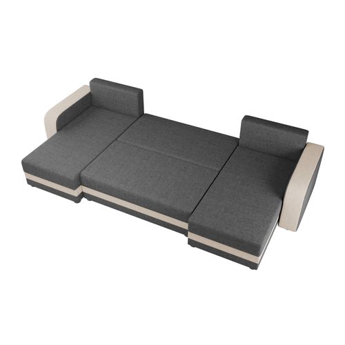 Canapé Panoramique 7 Places Harvey En Tissu Gris / Beige