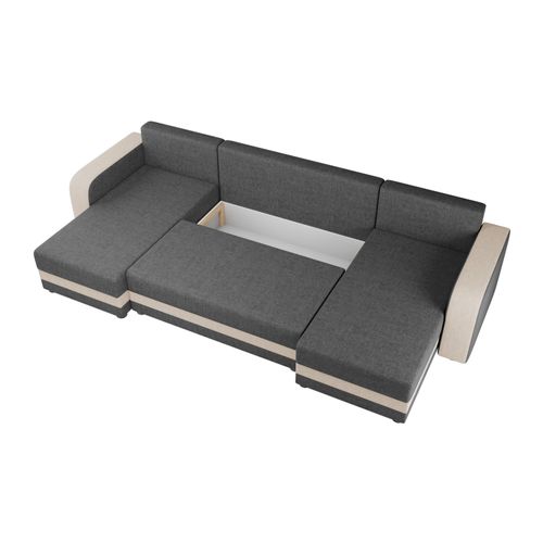 Canapé Panoramique 7 Places Harvey En Tissu Gris / Beige