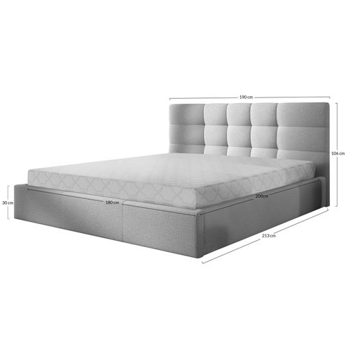 Mael - Lit Coffre - 180x200 - En Tissu - Sommier Inclus Gris Clair