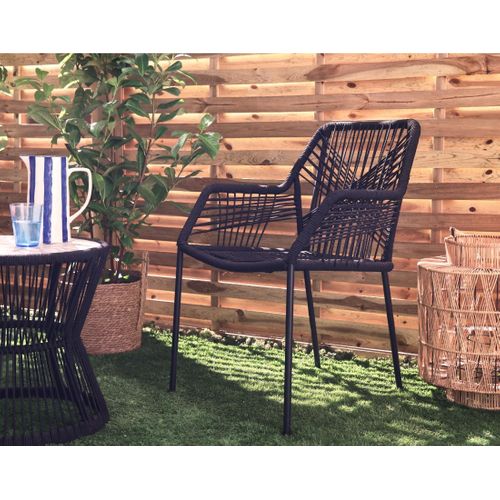 Zambra - Salon Bas De Jardin 2 Places + Table Mosaïque - En Corde Et Métal - Noir