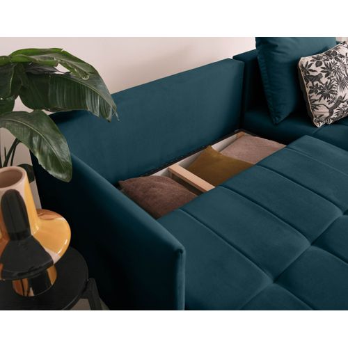 Petra - Canapé D'angle Réversible - Convertible Avec Coffre - 4 Places - En Velours