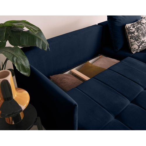 Petra - Canapé D'angle Réversible - Convertible Avec Coffre - 4 Places - En Velours