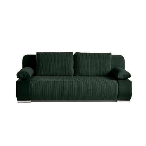 Canapé Droit Convertible 3 Places Elio En Velours Et Velours Côtelé Vert