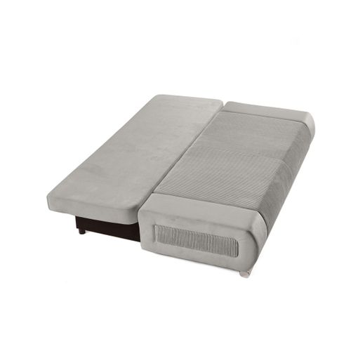 Canapé Droit Convertible 3 Places Elio En Velours Et Velours Côtelé Gris Clair