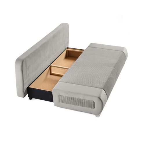 Canapé Droit Convertible 3 Places Elio En Velours Et Velours Côtelé Gris Clair