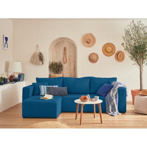 Topaze - Canapé D'angle Réversible - 4 Places - Convertible Avec Coffre - En Velours Côtelé