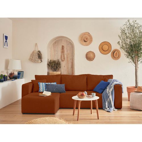 Topaze - Canapé D'angle Réversible - 4 Places - Convertible Avec Coffre - En Velours Côtelé