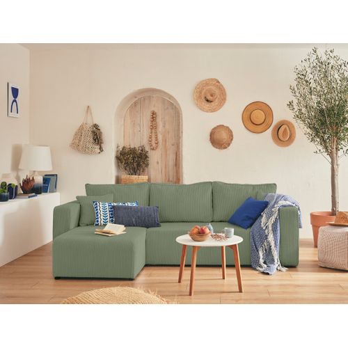 Topaze - Canapé D'angle Réversible - 4 Places - Convertible Avec Coffre - En Velours Côtelé