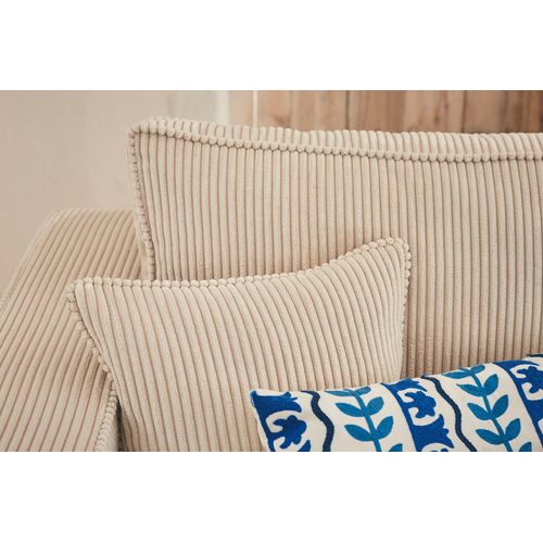 Canapé Panoramique 7 Places Topaze En Velours Côtelé Beige