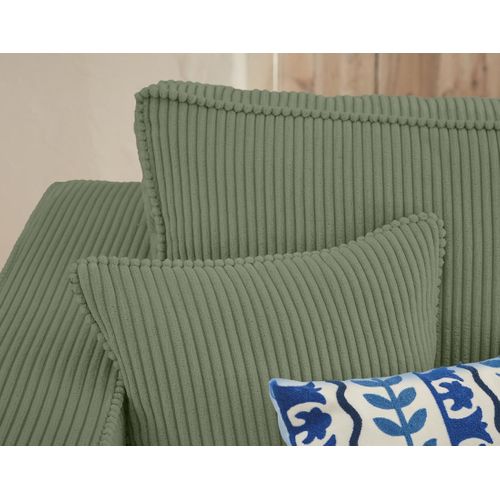 Canapé Panoramique 7 Places Topaze En Velours Côtelé Vert Sauge