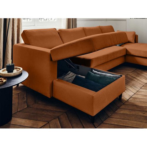 Canapé Panoramique 7 Places Anna En Velours Rouille