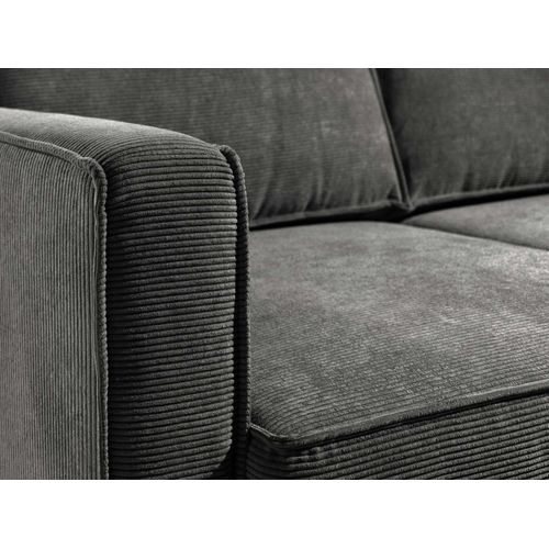 Canapé Panoramique 7 Places Jake En Velours Côtelé Gris Foncé