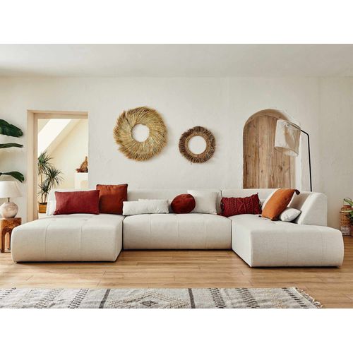 Canapé Panoramique 7 Places Onyx En Tissu Beige