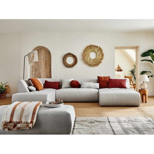 Canapé Panoramique 7 Places Onyx En Tissu Gris Clair