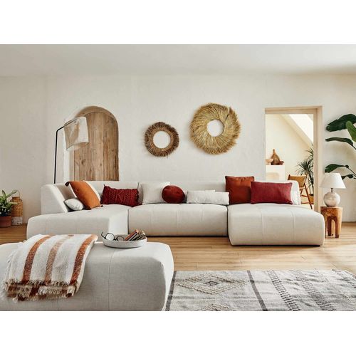 Canapé Panoramique 7 Places Onyx En Tissu Beige