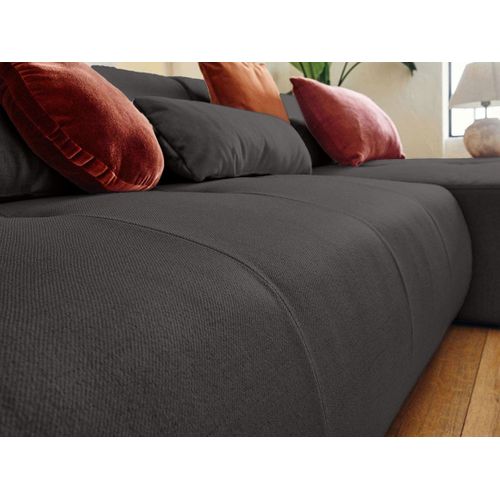 Onyx - Canapé Modulable Panoramique D'angle Droit 7 Places - En Tissu Gris Foncé