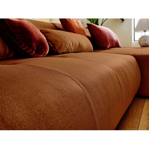 Onyx - Canapé Modulable Panoramique D'angle Droit 7 Places - En Tissu Rouille