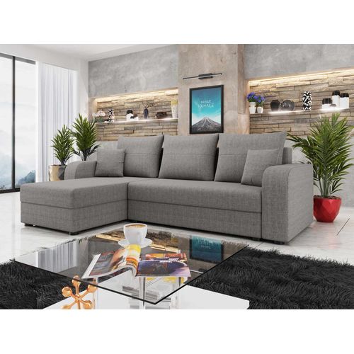 Harvey - Canapé D'angle Réversible - 4 Places - Convertible Avec Coffre - En Tissu Gris Clair