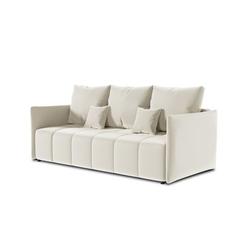 Canapé Droit Convertible 3 Places Petra En Velours Beige