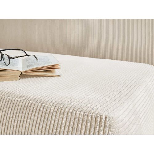 Canapé Droit Convertible 3 Places Cristal En Velours Côtelé Beige