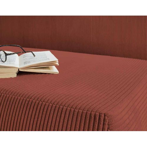 Canapé Droit Convertible 3 Places Cristal En Velours Côtelé Terracotta