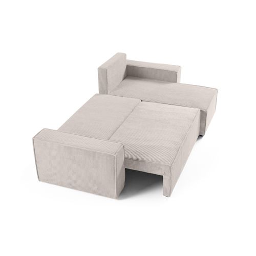 Cezanne - Canapé D'angle Réversible - 4 Places - Convertible Avec Coffre - En Velours Côtelé Beige