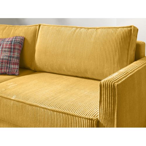 Canapé Droit Convertible 3 Places Charlie En Velours Côtelé Jaune